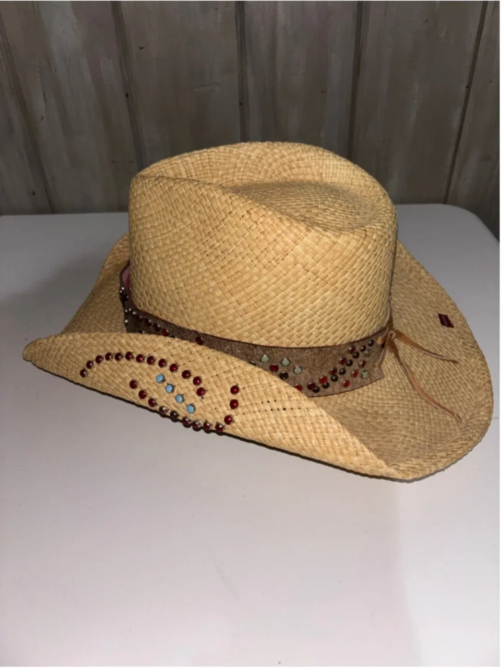 NEW Bullhide Montecarlo Coastal Cowgirl Panama Straw Embellished Hat size XL